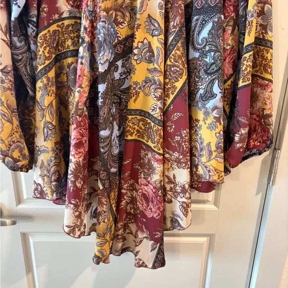 Chacha Vente Boho Paisley Tie Neck High Low Tunic Blouse Size M - Picture 16 of 16